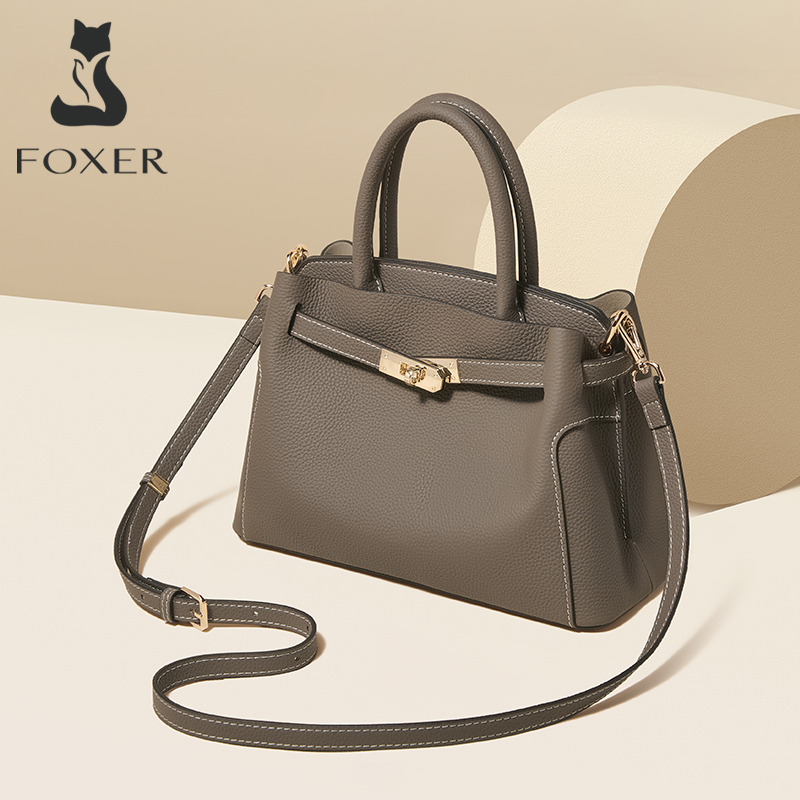 Luxury Bags In Sale - Bolsa Feminina FOXER de Couro Genuíno,