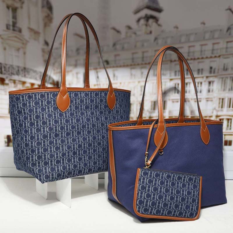 Tote Bag Leather Monogram - Bolsa Tote de Denim com Monograma
